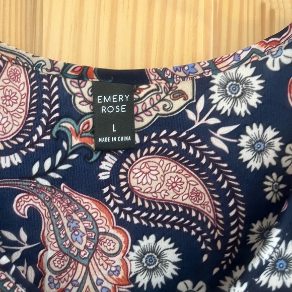 Emery Rose Blue Pink Red and Green Paisley Tank Top Size Larger - Picture 6 of 6